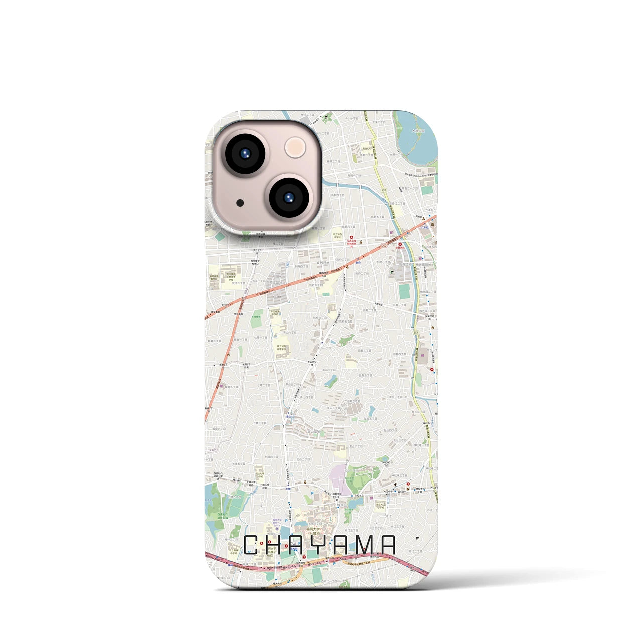 【茶山（福岡県）】地図柄iPhoneケース（バックカバータイプ）