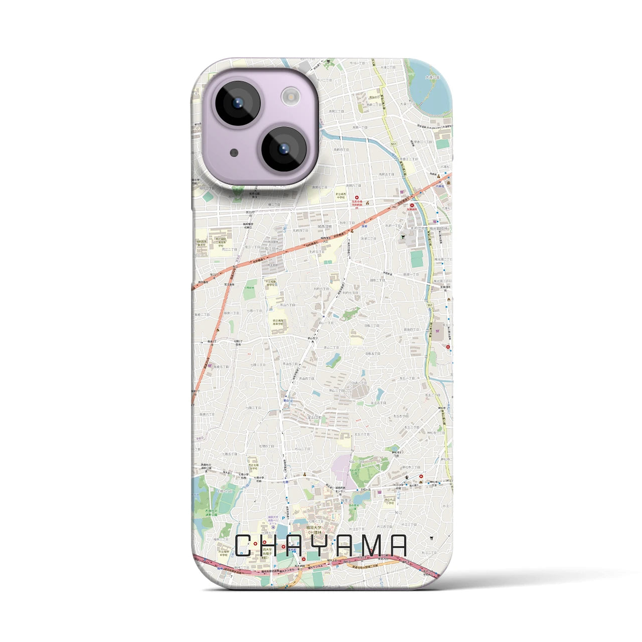【茶山（福岡県）】地図柄iPhoneケース（バックカバータイプ）