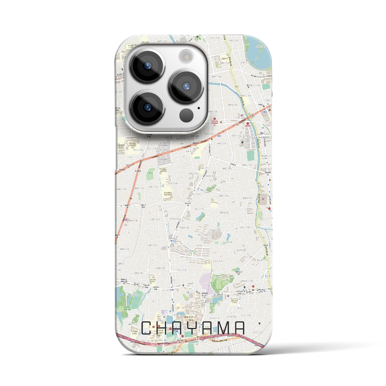 【茶山（福岡県）】地図柄iPhoneケース（バックカバータイプ）