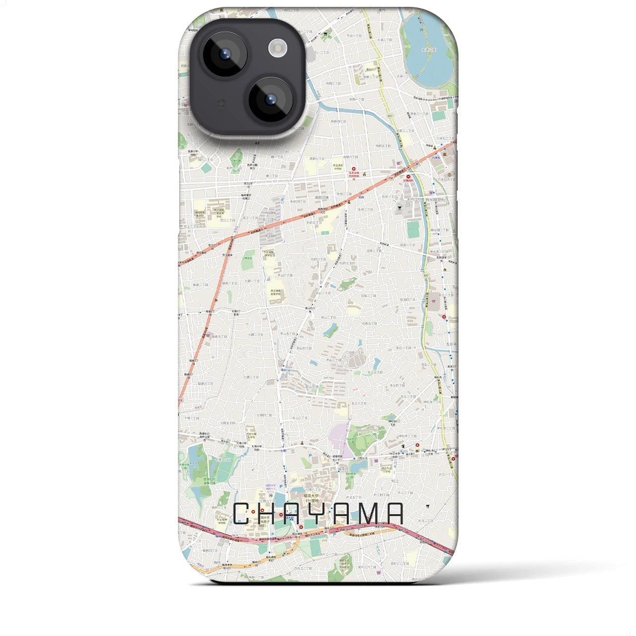 【茶山（福岡県）】地図柄iPhoneケース（バックカバータイプ）