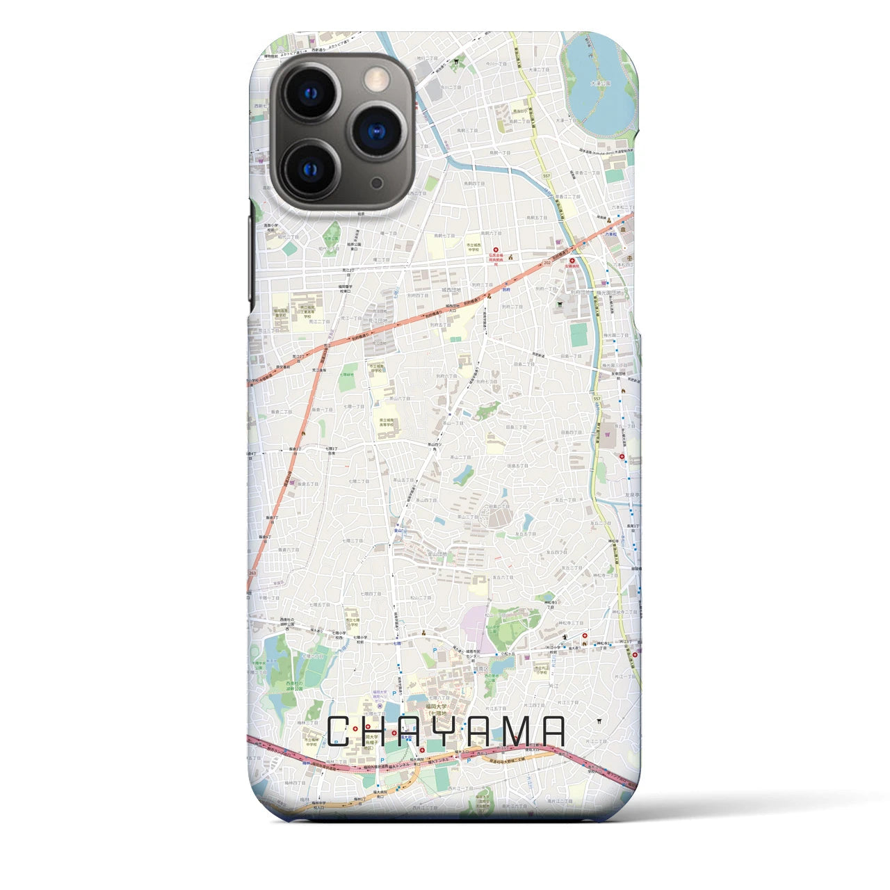 【茶山（福岡県）】地図柄iPhoneケース（バックカバータイプ）