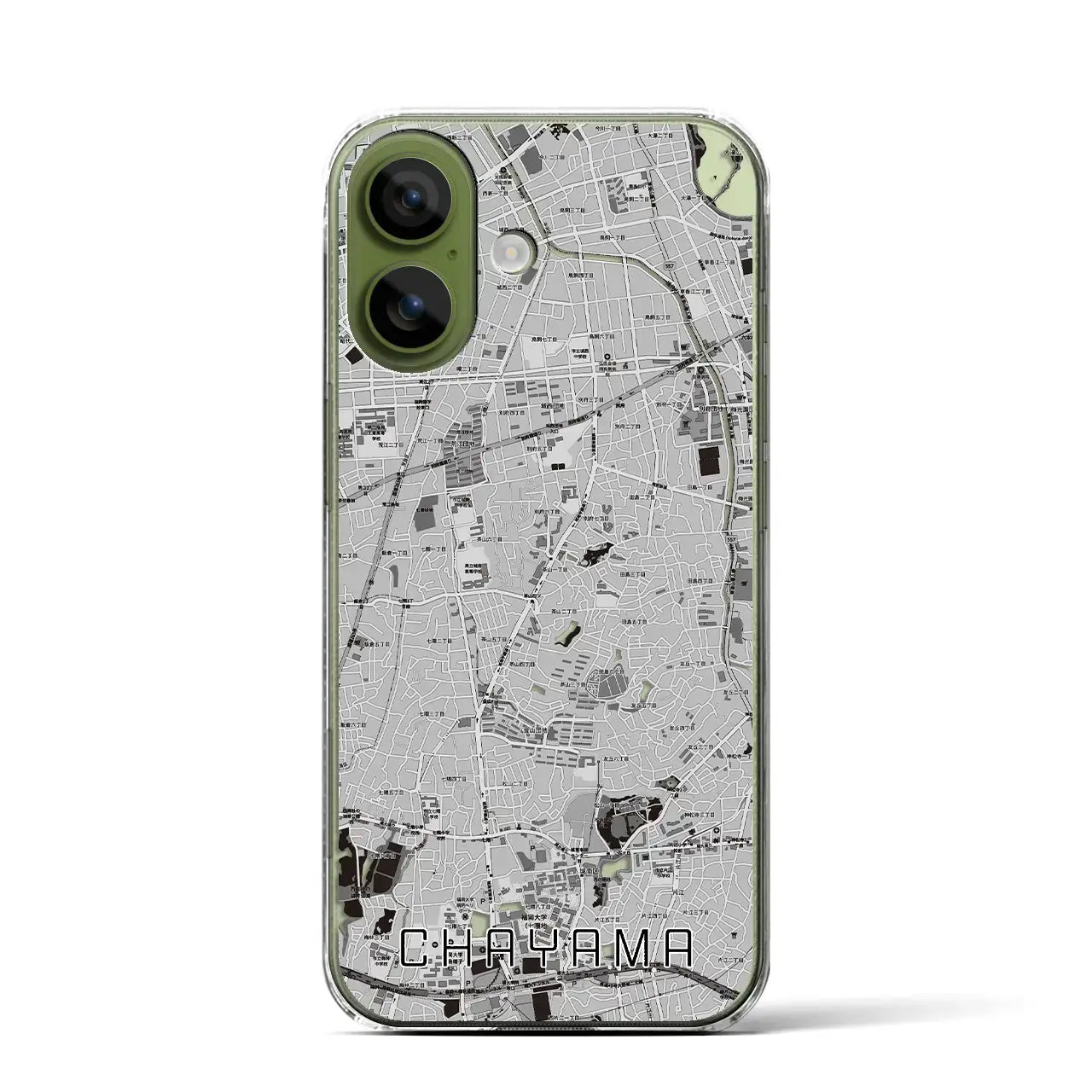 【茶山（福岡県）】地図柄iPhoneケース（クリアタイプ）