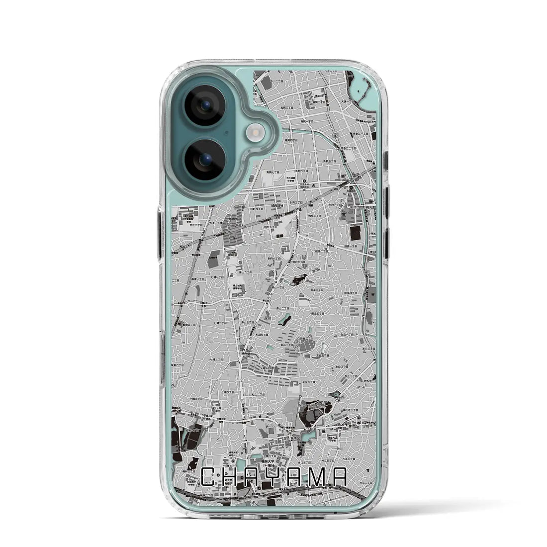 【茶山（福岡県）】地図柄iPhoneケース（MagSafeタイプ）モノトーン・iPhone 16 Pro 用