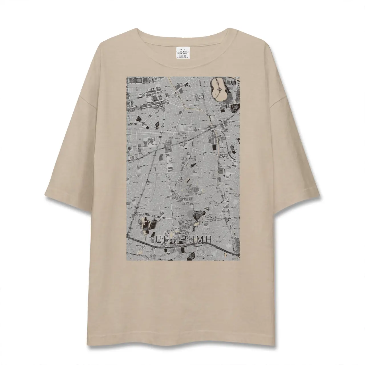 【茶山（福岡県）】地図柄ビッグシルエットTシャツ