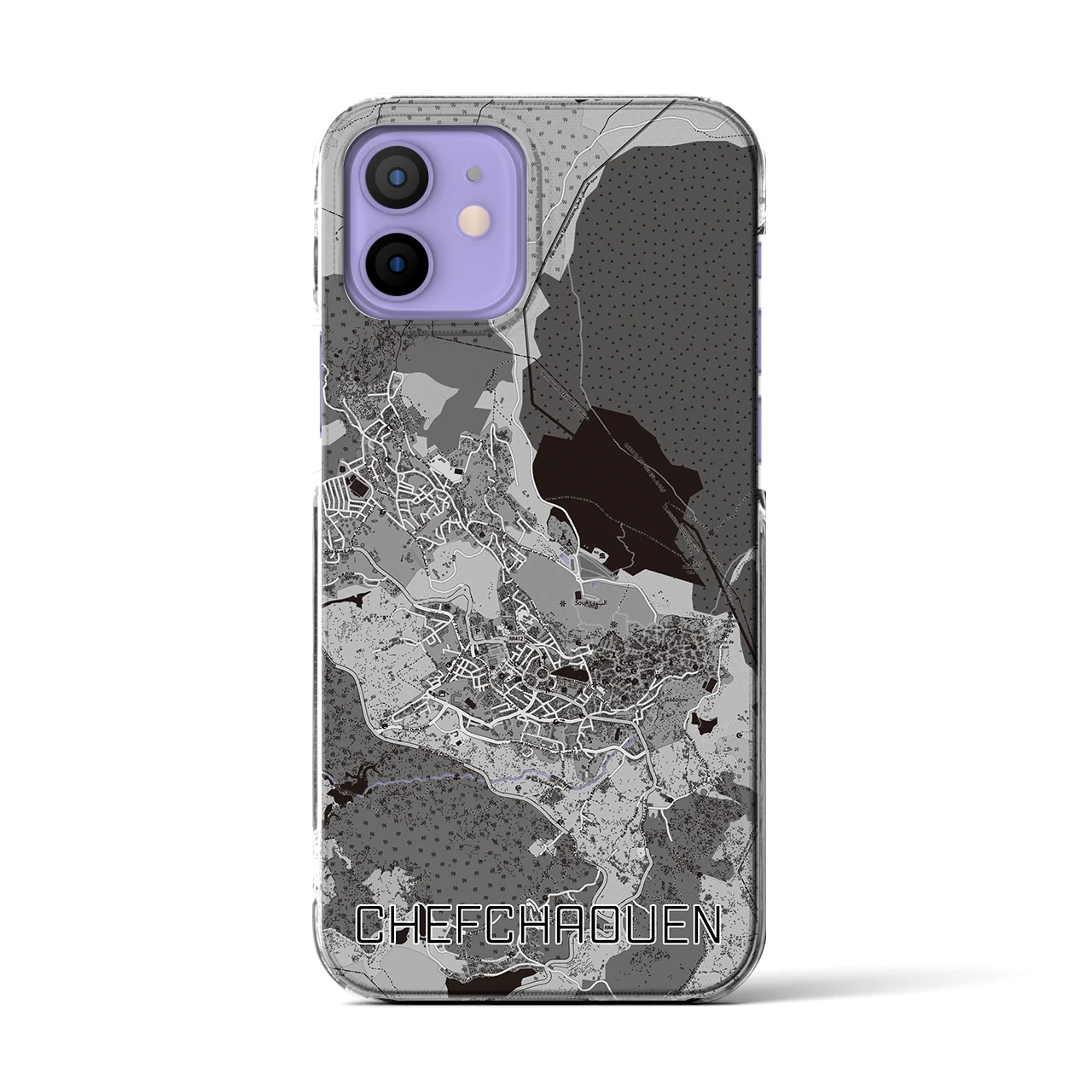 【シャウエン（モロッコ）】地図柄iPhoneケース（クリアタイプ）