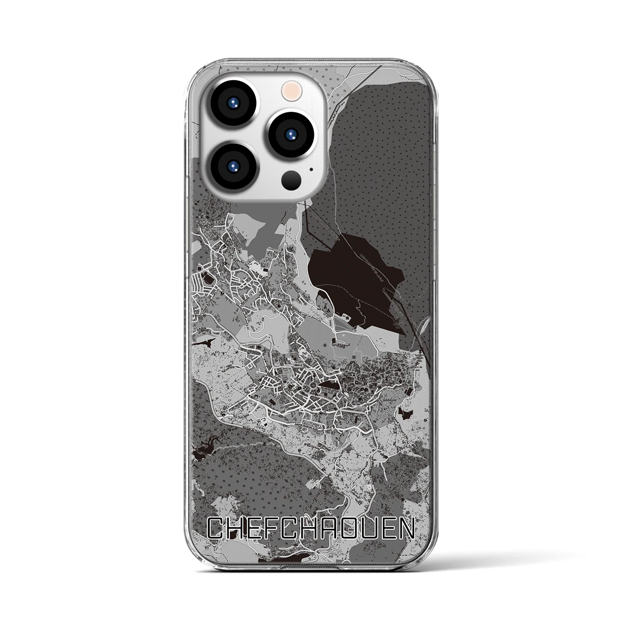 【シャウエン（モロッコ）】地図柄iPhoneケース（クリアタイプ）