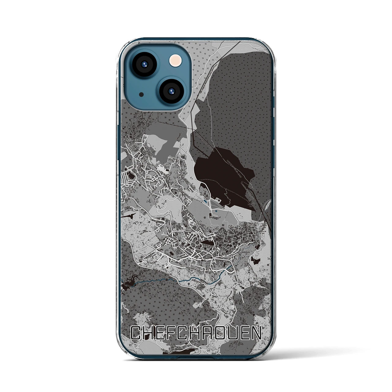 【シャウエン（モロッコ）】地図柄iPhoneケース（クリアタイプ）