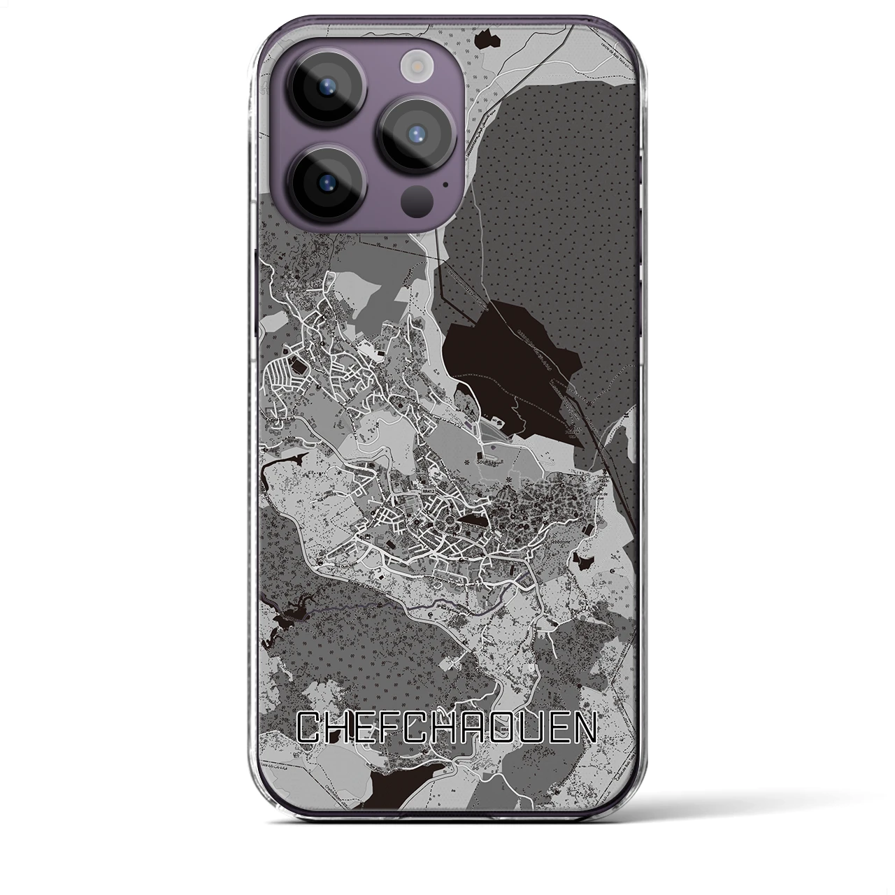 【シャウエン（モロッコ）】地図柄iPhoneケース（クリアタイプ）