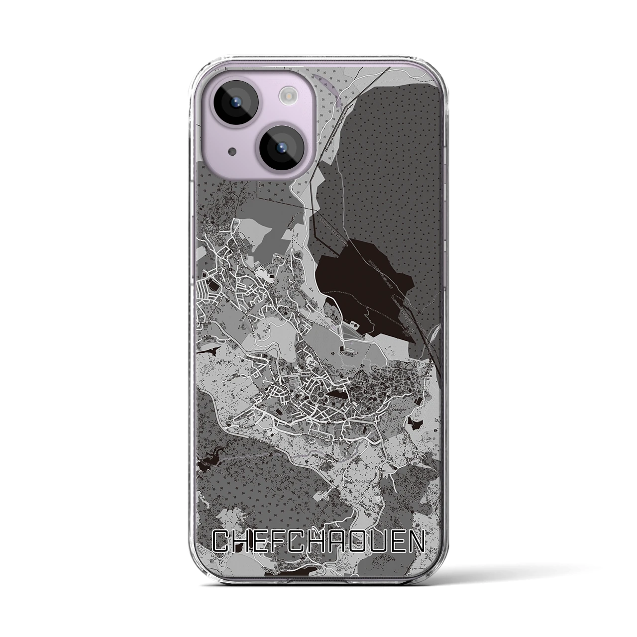 【シャウエン（モロッコ）】地図柄iPhoneケース（クリアタイプ）