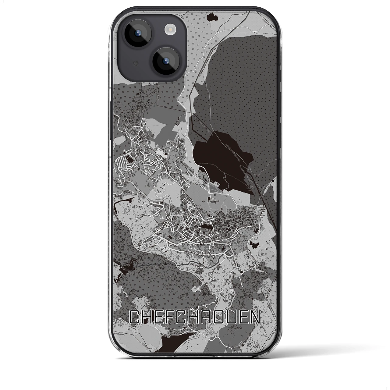 【シャウエン（モロッコ）】地図柄iPhoneケース（クリアタイプ）