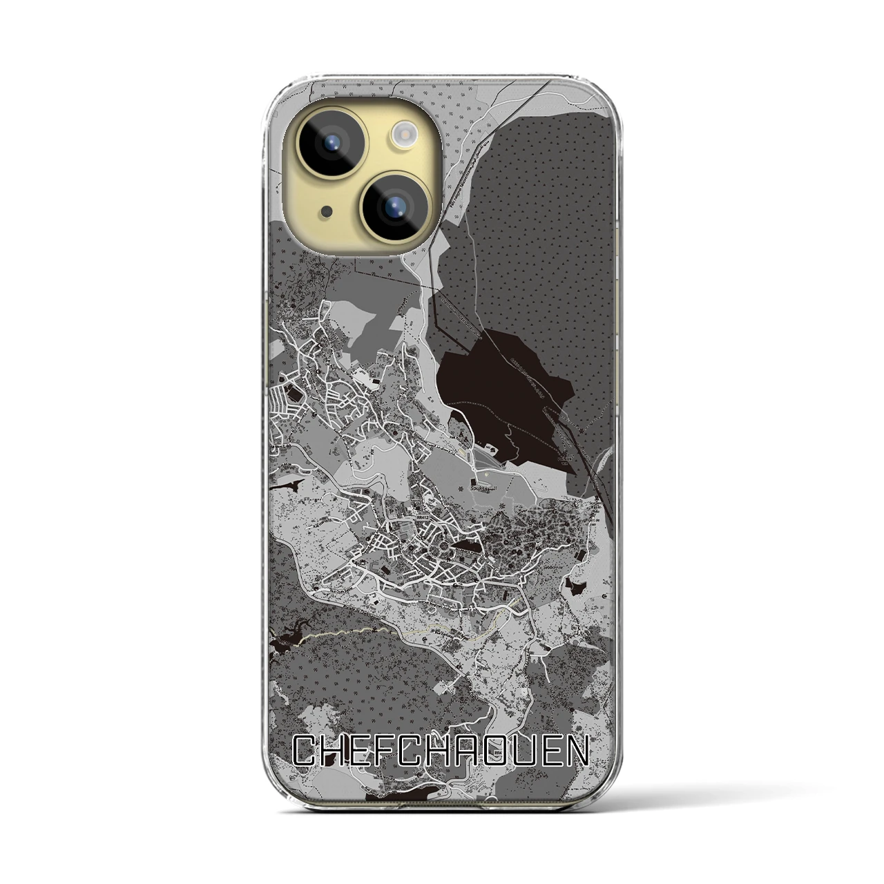 【シャウエン（モロッコ）】地図柄iPhoneケース（クリアタイプ）