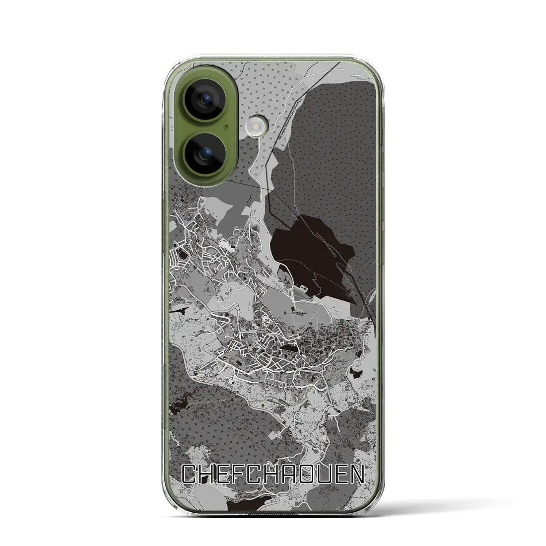 【シャウエン（モロッコ）】地図柄iPhoneケース（クリアタイプ）モノトーン・iPhone 17 Pro Max 用