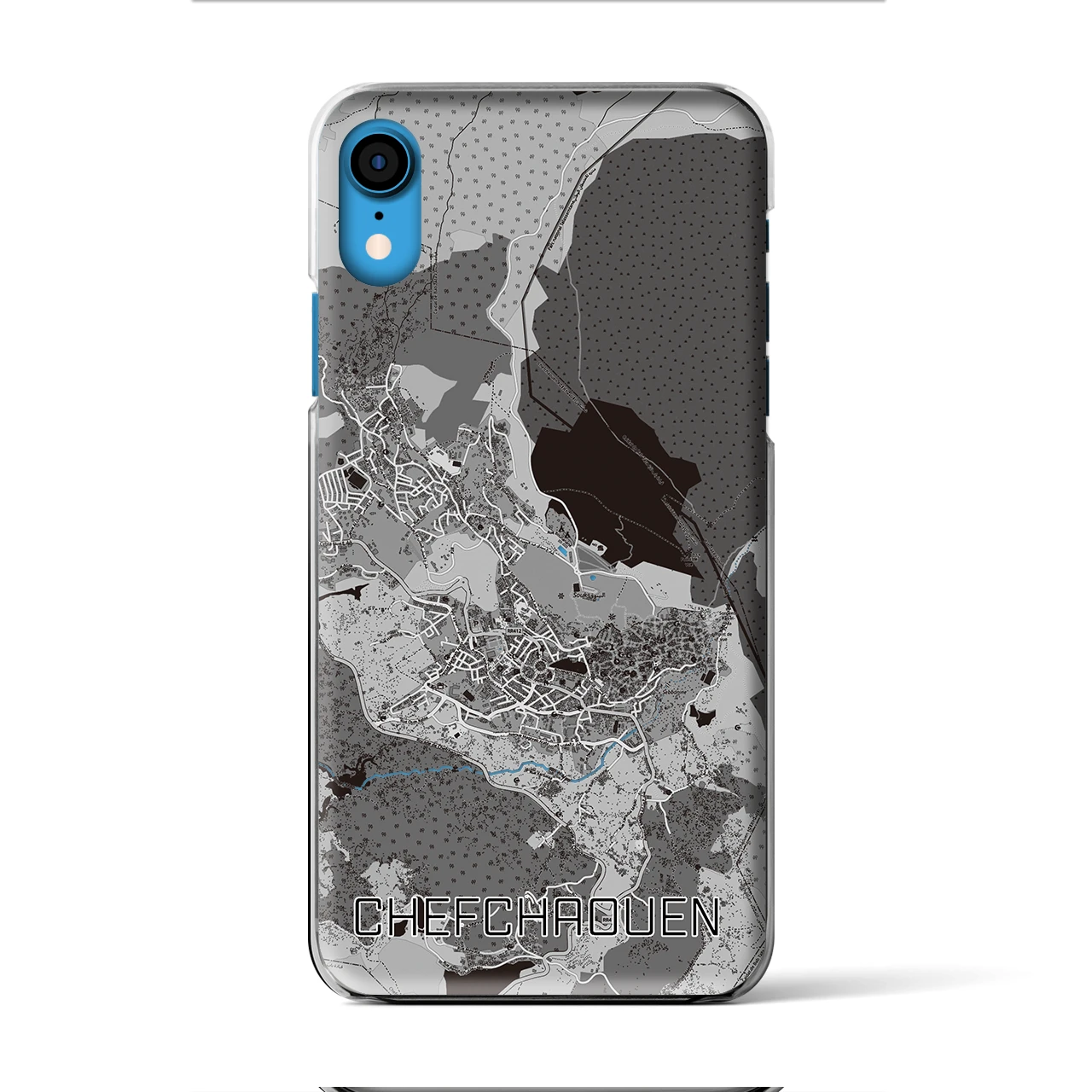【シャウエン（モロッコ）】地図柄iPhoneケース（クリアタイプ）