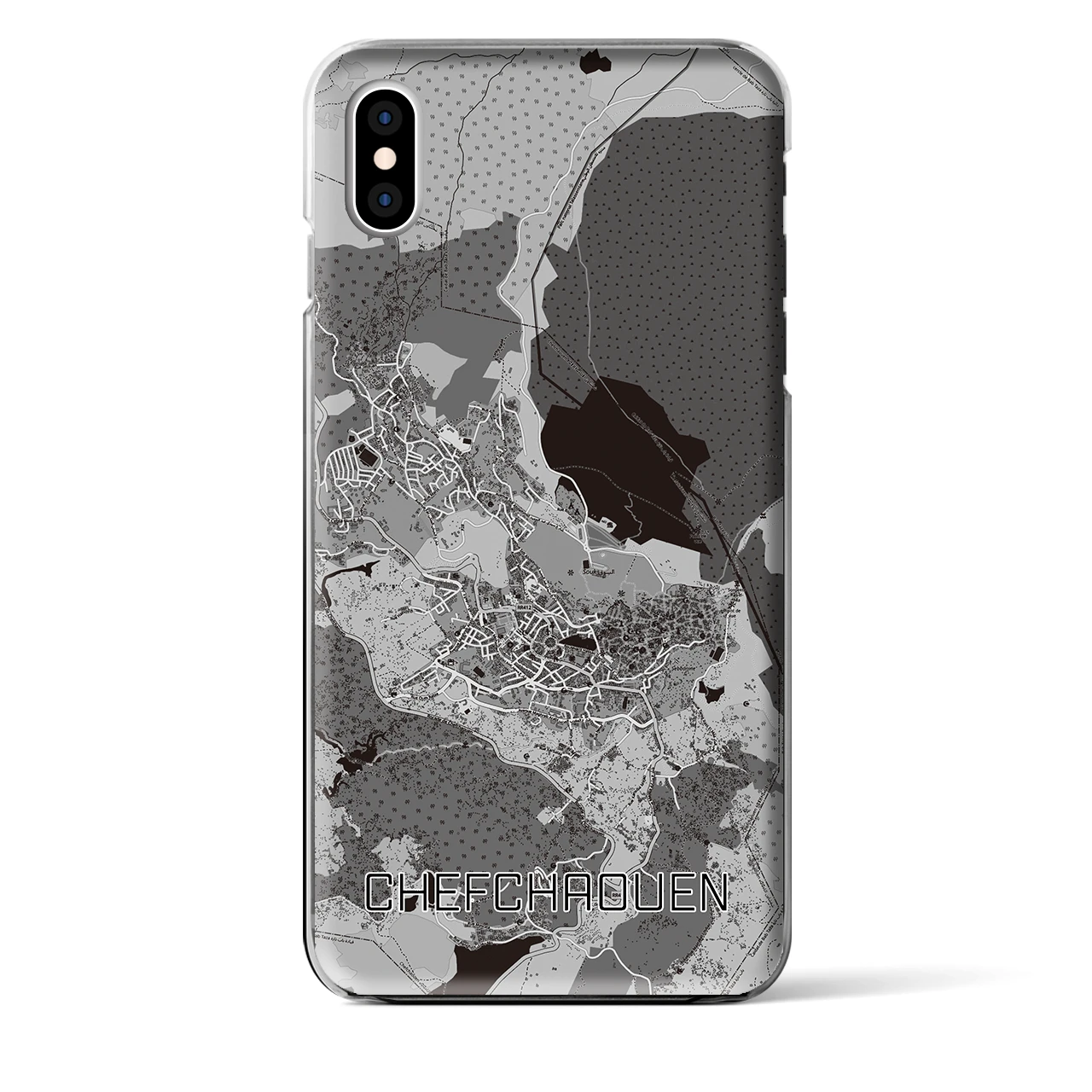 【シャウエン（モロッコ）】地図柄iPhoneケース（クリアタイプ）