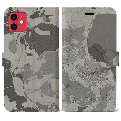 【シャウエン（モロッコ）】地図柄iPhoneケース（手帳タイプ）モノトーン・iPhone 11 用