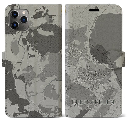 【シャウエン（モロッコ）】地図柄iPhoneケース（手帳タイプ）モノトーン・iPhone 11 Pro Max 用