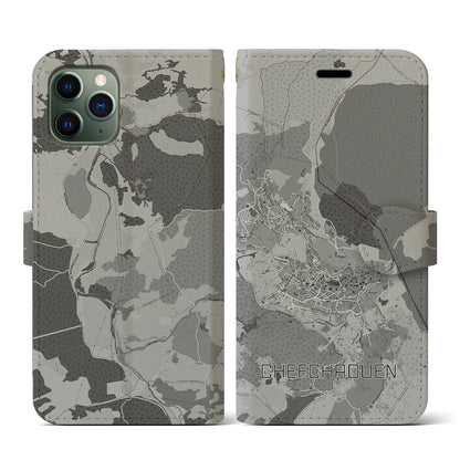 【シャウエン（モロッコ）】地図柄iPhoneケース（手帳タイプ）モノトーン・iPhone 11 Pro 用