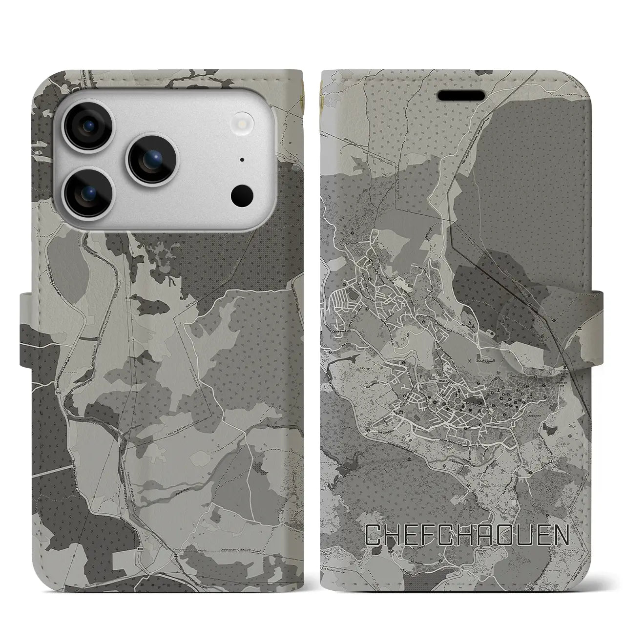 【シャウエン（モロッコ）】地図柄iPhoneケース（手帳タイプ）