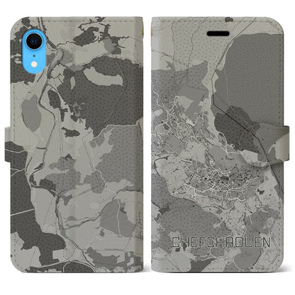 【シャウエン（モロッコ）】地図柄iPhoneケース（手帳タイプ）モノトーン・iPhone XR 用