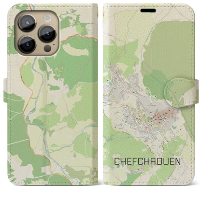 【シャウエン（モロッコ）】地図柄iPhoneケース（手帳タイプ）ナチュラル・iPhone 14 Pro Max 用