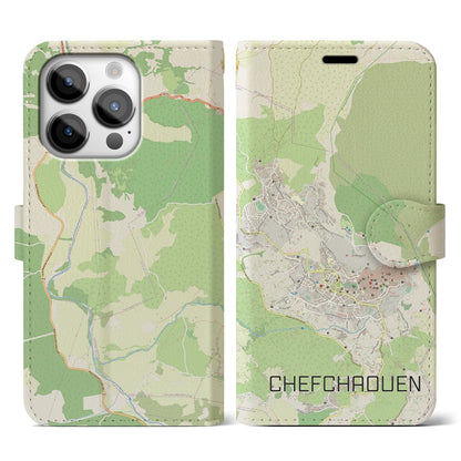 【シャウエン（モロッコ）】地図柄iPhoneケース（手帳タイプ）ナチュラル・iPhone 14 Pro 用