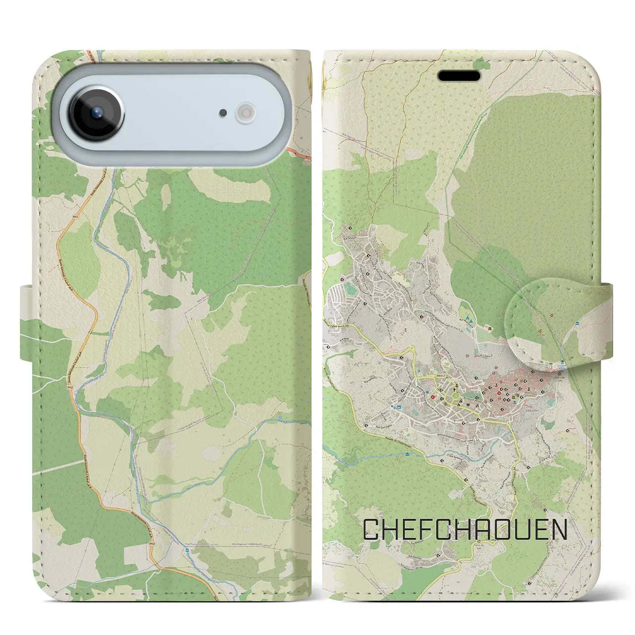 【シャウエン（モロッコ）】地図柄iPhoneケース（手帳タイプ）