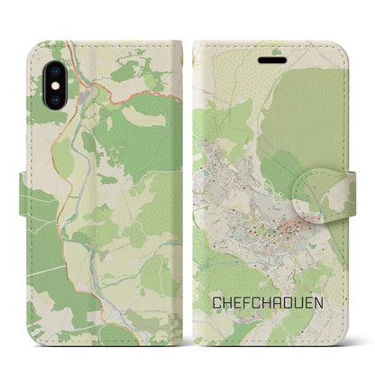 【シャウエン（モロッコ）】地図柄iPhoneケース（手帳タイプ）ナチュラル・iPhone XS / X 用