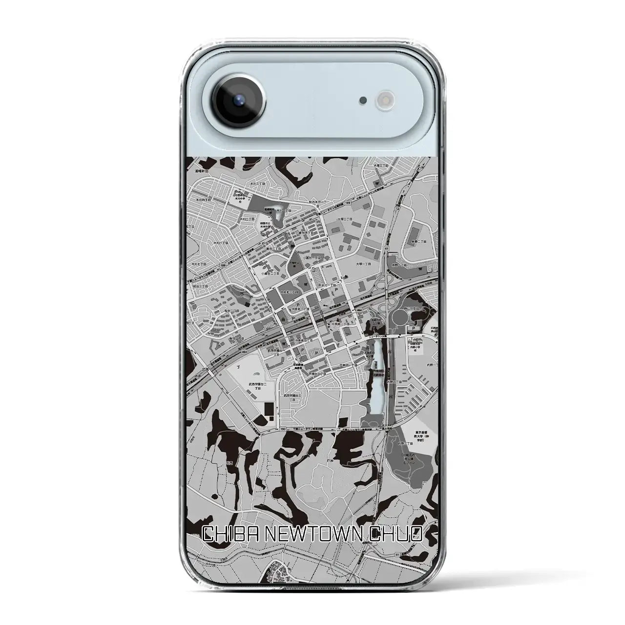 【千葉ニュータウン中央（千葉県）】地図柄iPhoneケース（クリアタイプ）
