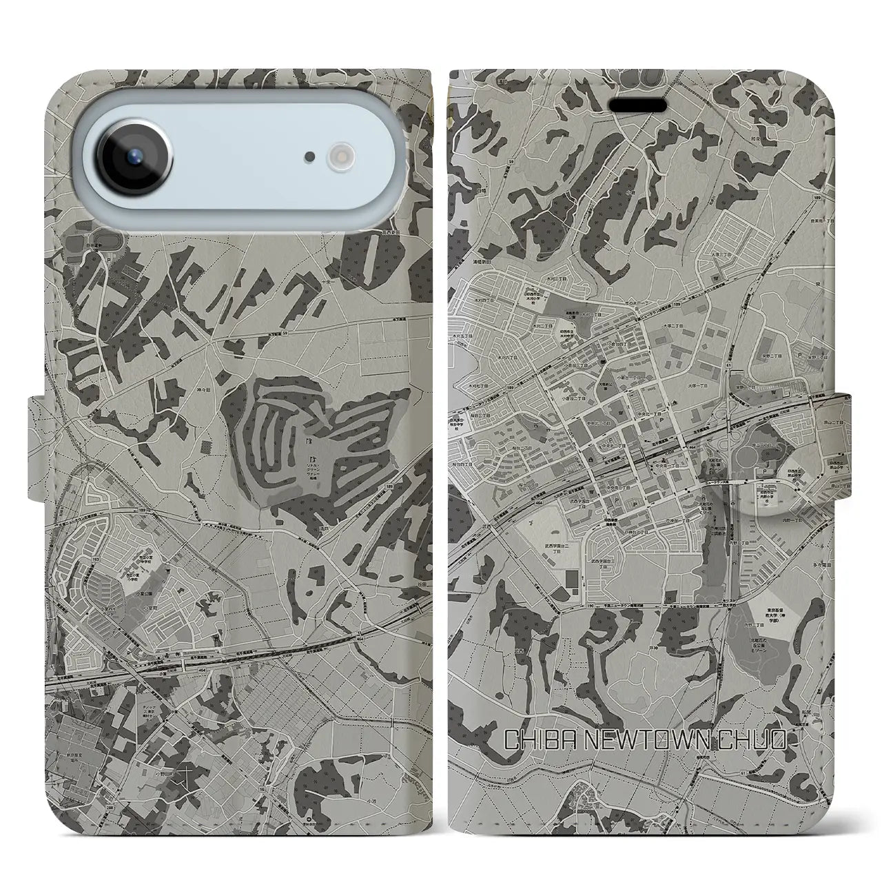 【千葉ニュータウン中央（千葉県）】地図柄iPhoneケース（手帳タイプ）