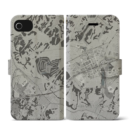 【千葉ニュータウン中央（千葉県）】地図柄iPhoneケース（手帳タイプ）モノトーン・iPhone SE（第3 / 第2世代） / 8 / 7 / 6s / 6 用