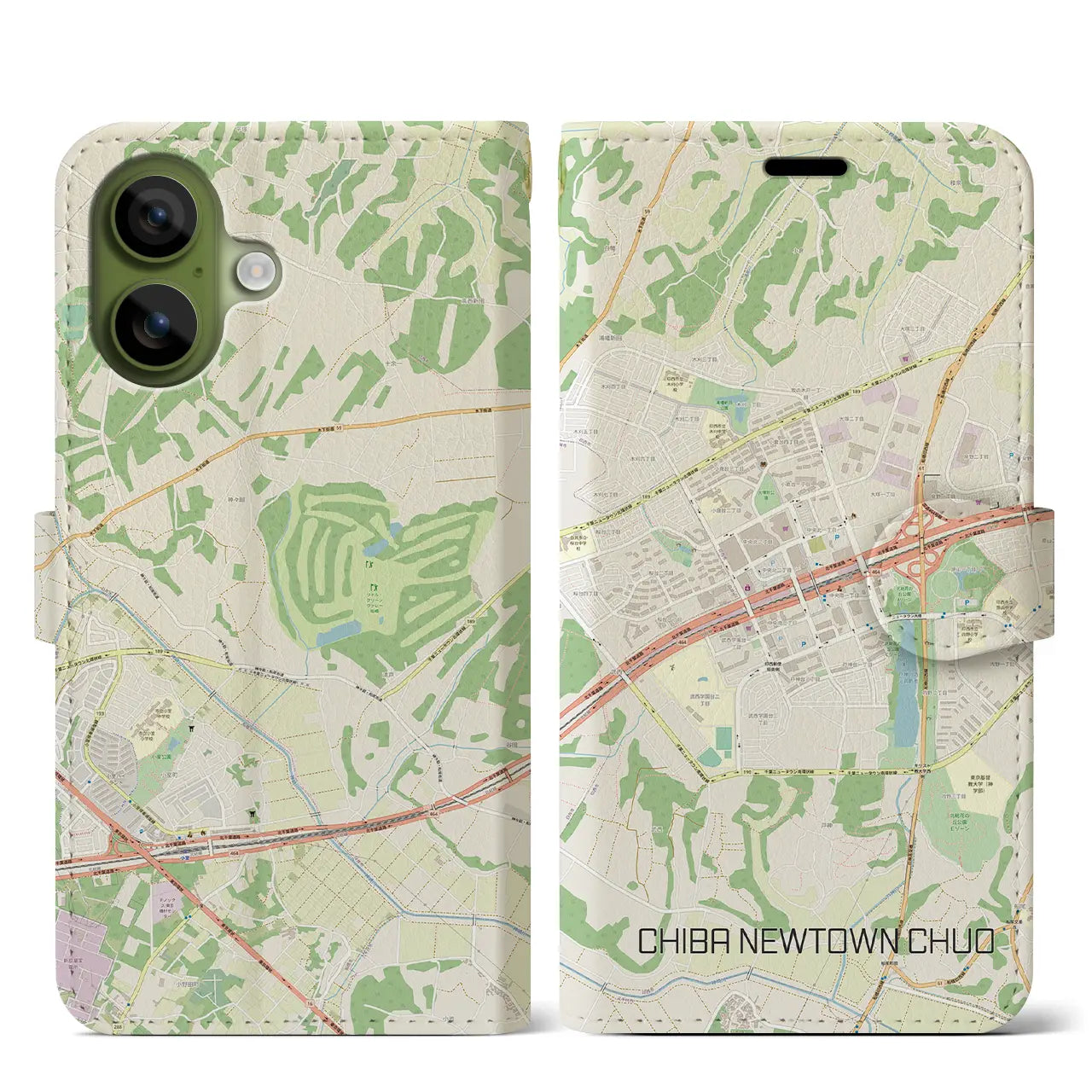 【千葉ニュータウン中央（千葉県）】地図柄iPhoneケース（手帳タイプ）