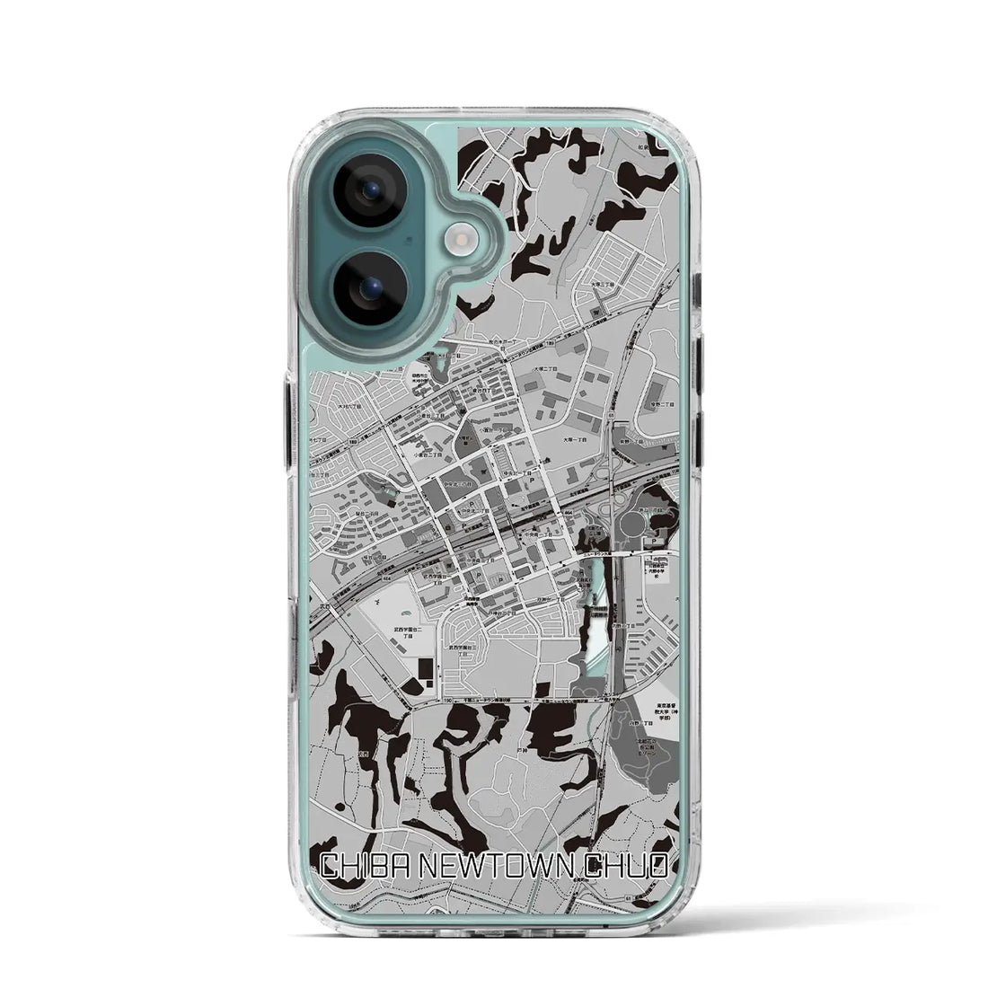 【千葉ニュータウン中央(千葉県)】地図柄iPhoneケース(MagSafeタイプ)モノトーン・iPhone 16 Pro 用