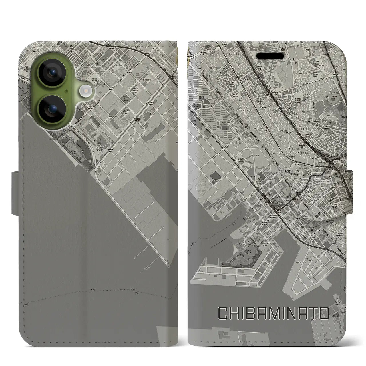 【千葉みなと（千葉県）】地図柄iPhoneケース（手帳タイプ）