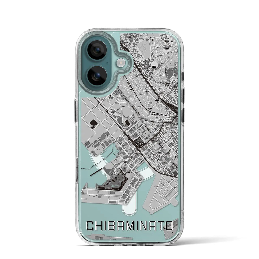 【千葉みなと（千葉県）】地図柄iPhoneケース（MagSafeタイプ）モノトーン・iPhone 16 Pro 用