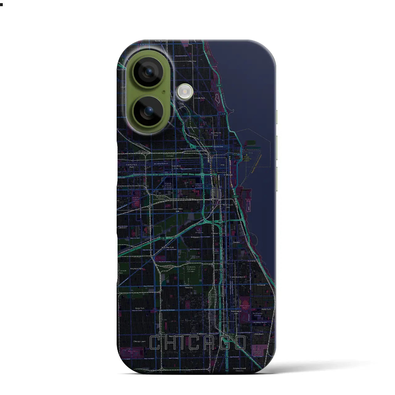 【シカゴ（アメリカ）】地図柄iPhoneケース（バックカバータイプ）
