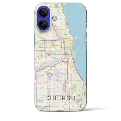【シカゴ（アメリカ）】地図柄iPhoneケース（バックカバータイプ）ブラック・iPhone 16 Pro Max 用