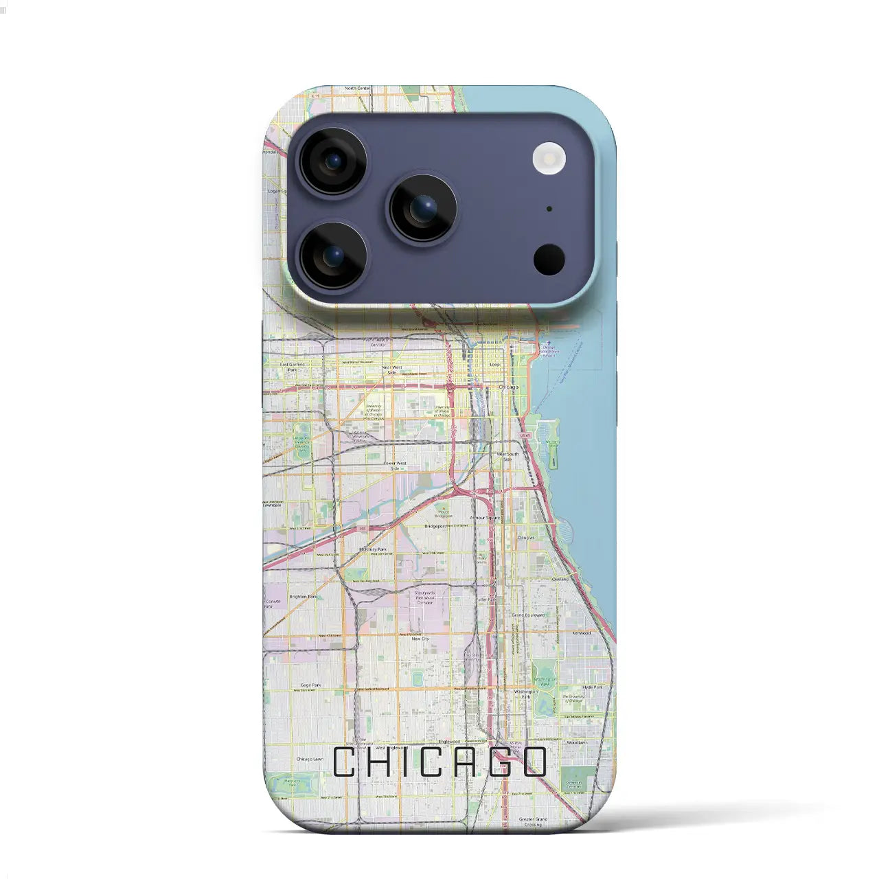 【シカゴ（アメリカ）】地図柄iPhoneケース（バックカバータイプ）
