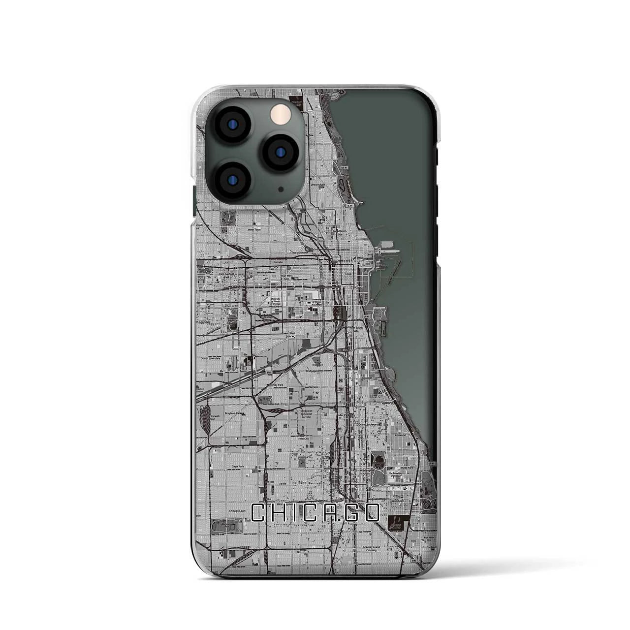 【シカゴ（アメリカ）】地図柄iPhoneケース（クリアタイプ）