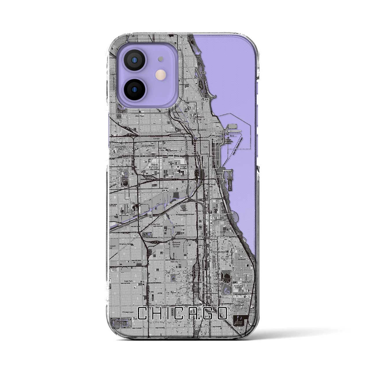 【シカゴ（アメリカ）】地図柄iPhoneケース（クリアタイプ）