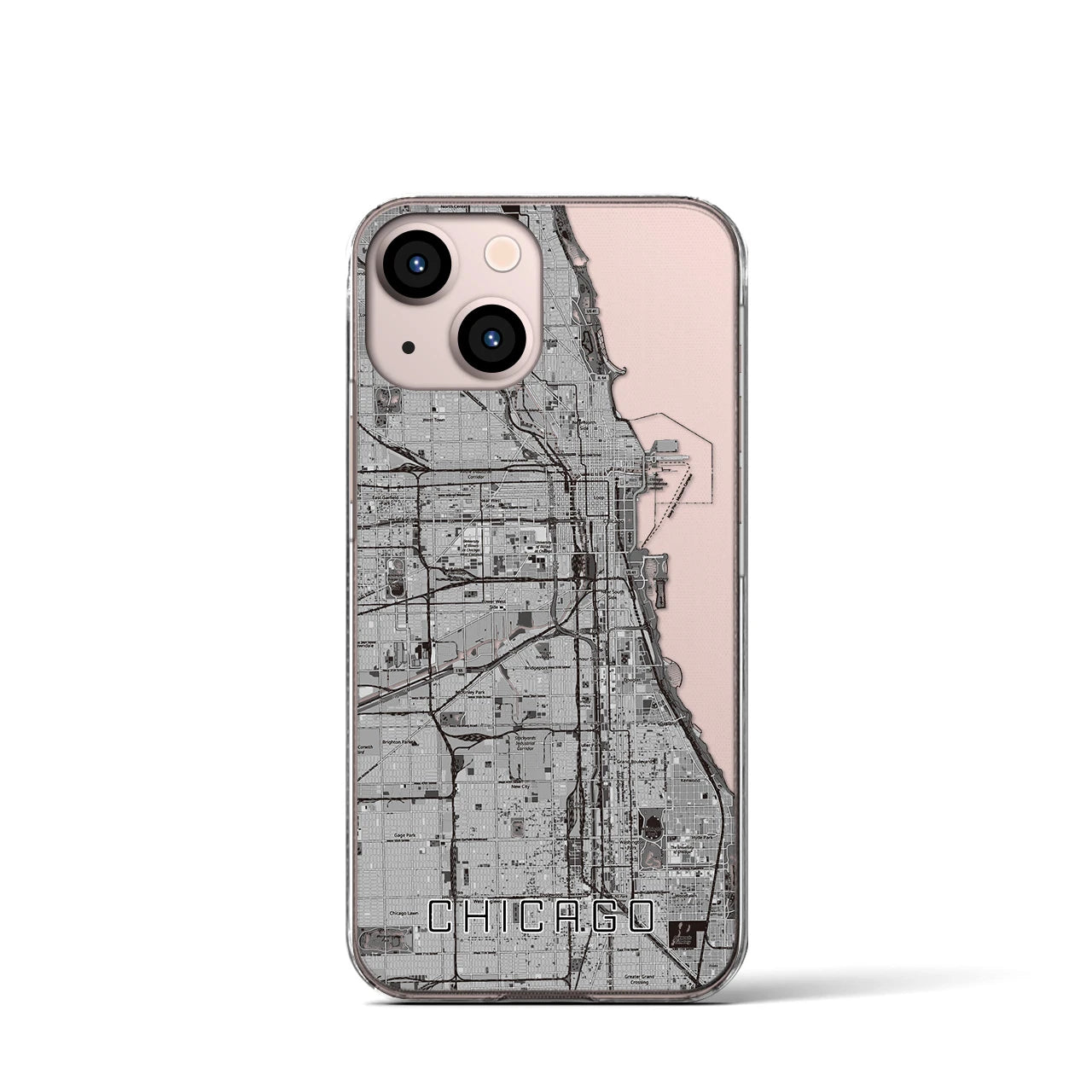 【シカゴ（アメリカ）】地図柄iPhoneケース（クリアタイプ）