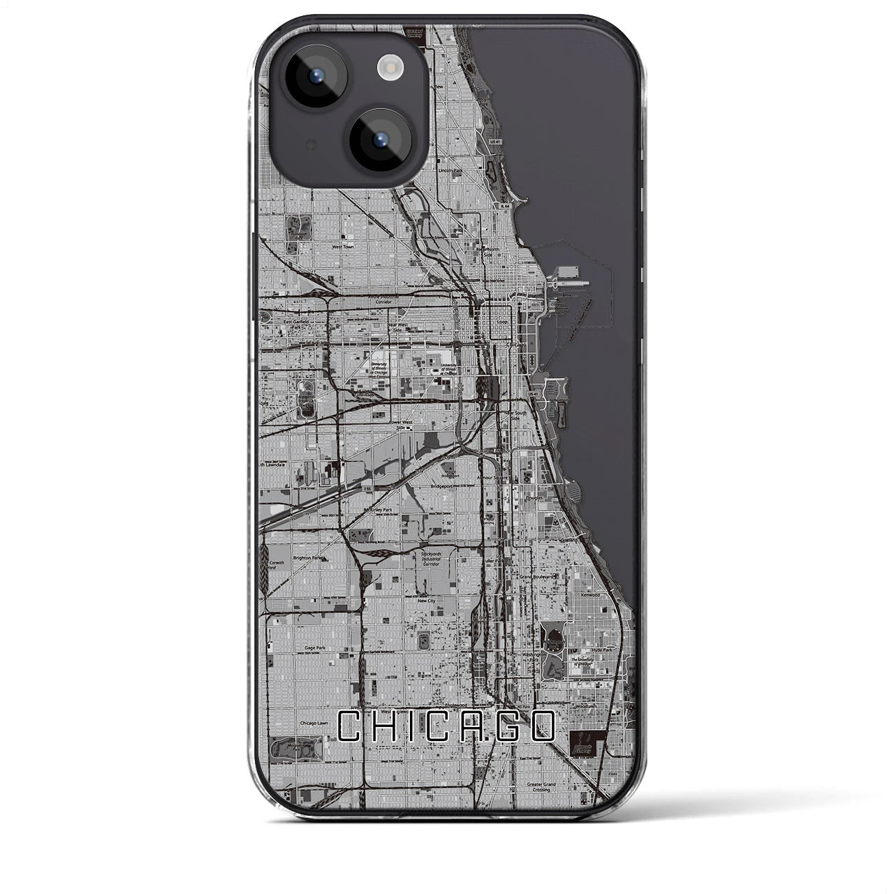 【シカゴ（アメリカ）】地図柄iPhoneケース（クリアタイプ）
