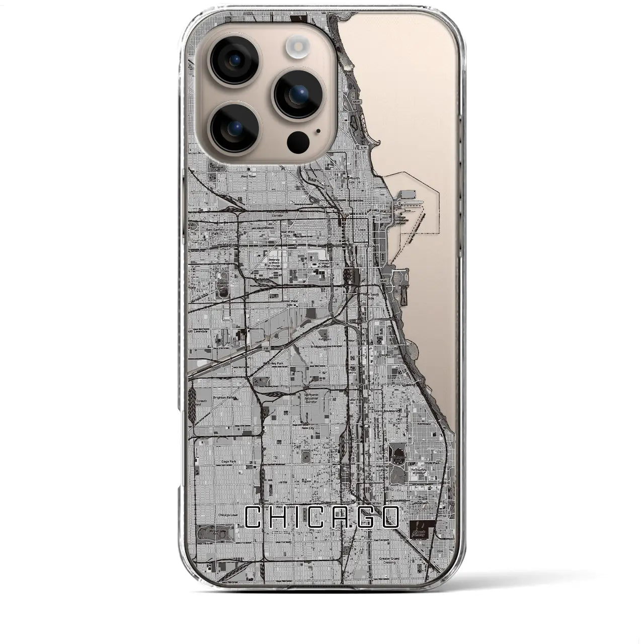 【シカゴ（アメリカ）】地図柄iPhoneケース（クリアタイプ）