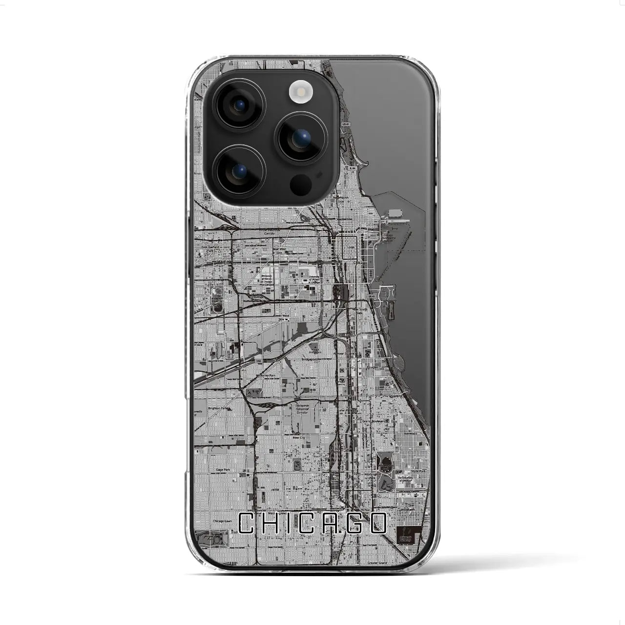 【シカゴ（アメリカ）】地図柄iPhoneケース（クリアタイプ）