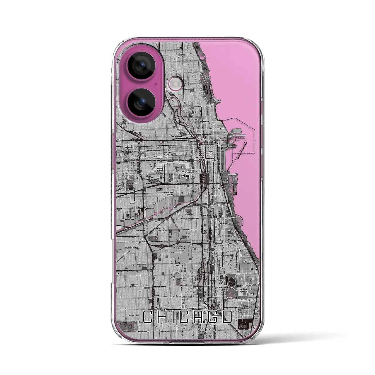 【シカゴ（アメリカ）】地図柄iPhoneケース（クリアタイプ）