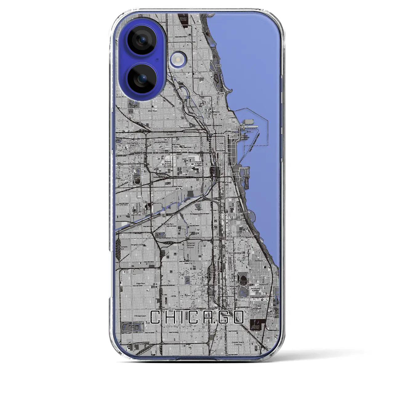 【シカゴ（アメリカ）】地図柄iPhoneケース（クリアタイプ）