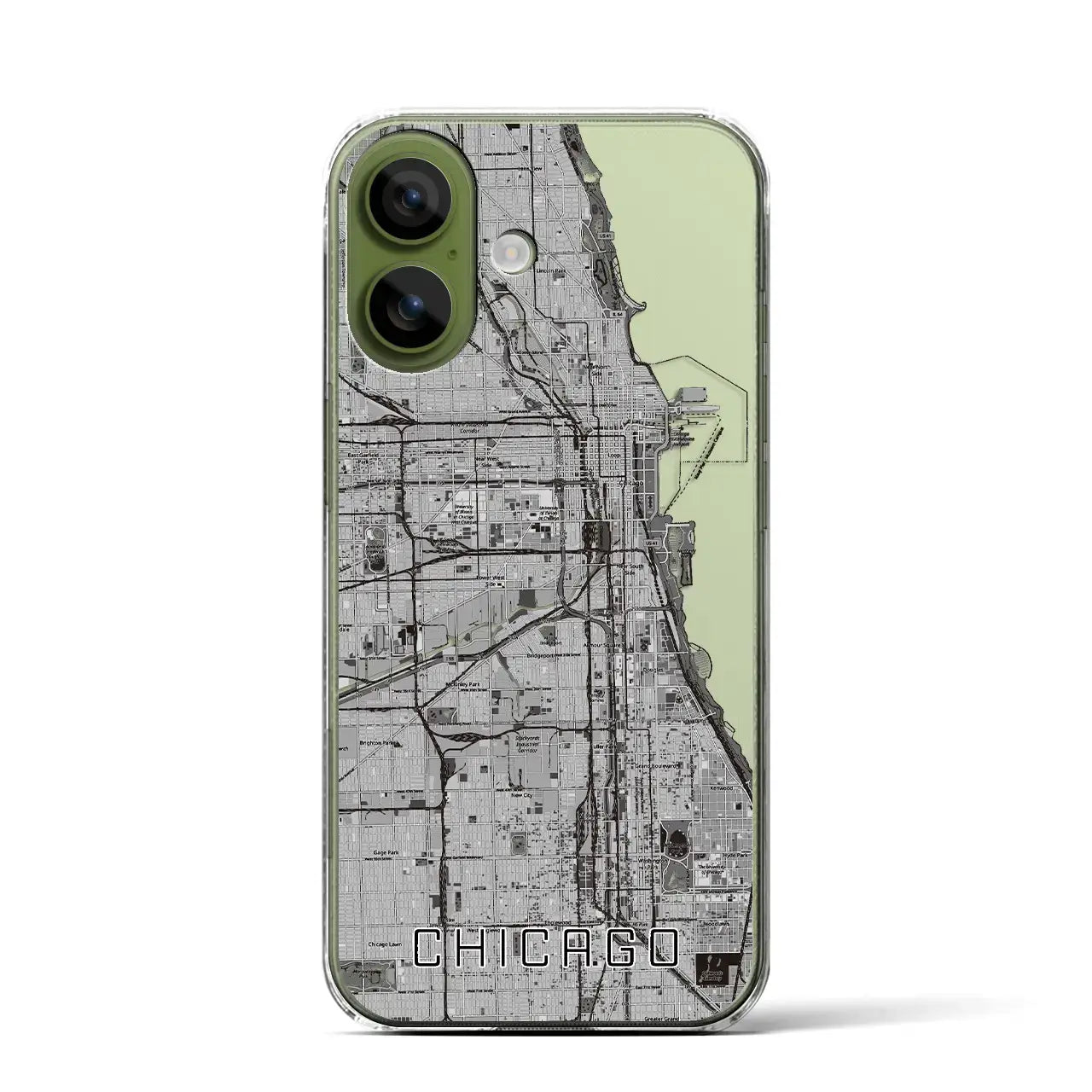 【シカゴ（アメリカ）】地図柄iPhoneケース（クリアタイプ）