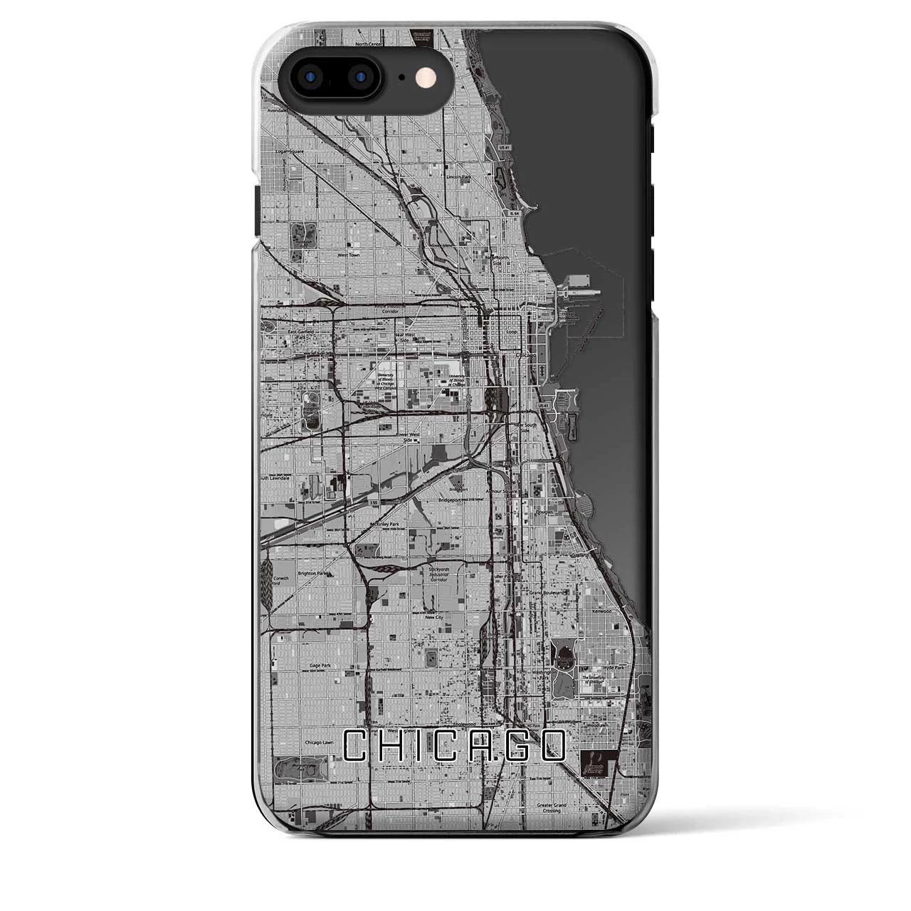 【シカゴ（アメリカ）】地図柄iPhoneケース（クリアタイプ）