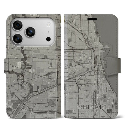 【シカゴ（アメリカ）】地図柄iPhoneケース（手帳タイプ）