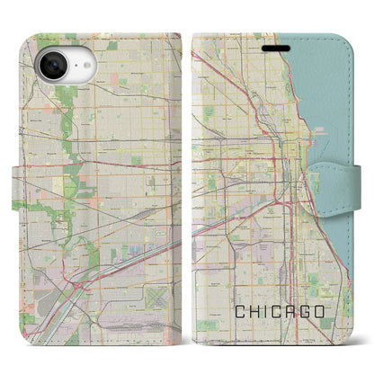 【シカゴ（アメリカ）】地図柄iPhoneケース（手帳タイプ）