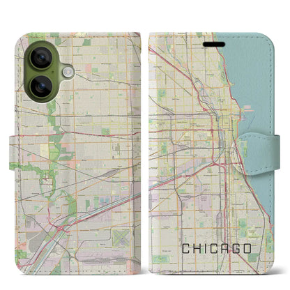 【シカゴ（アメリカ）】地図柄iPhoneケース（手帳タイプ）
